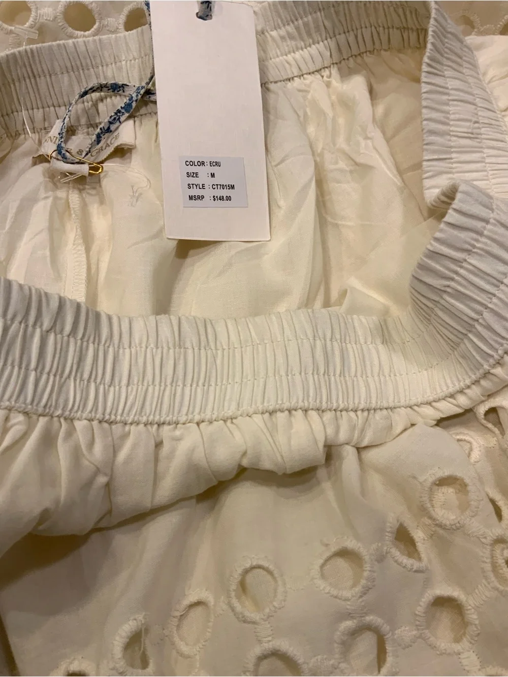 Jennifer n Grace Cream Eyelet Maxi Skirt with Elastic Waist